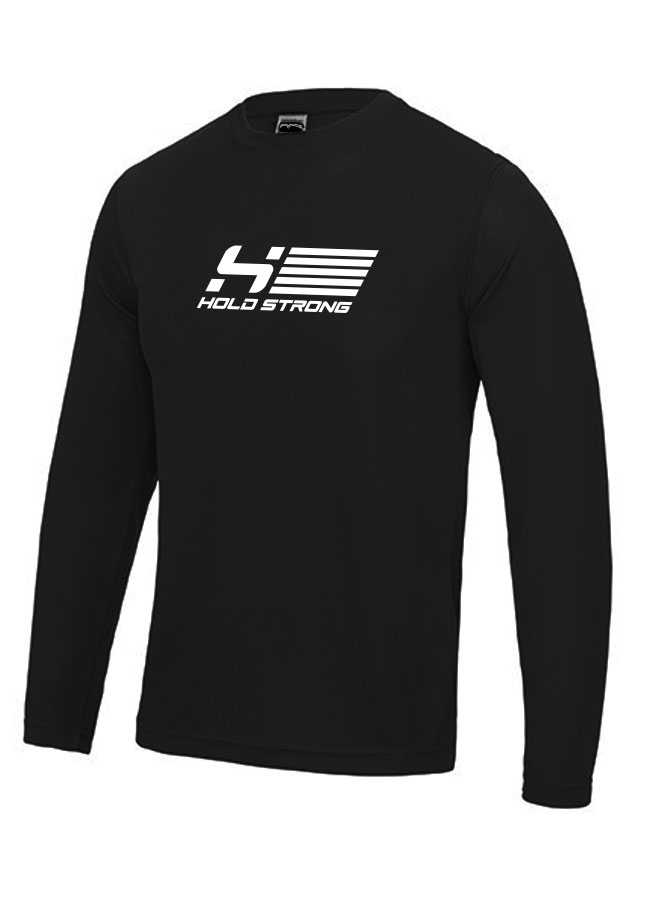 HOLD STRONG Fitness Athlete Longsleeve Men wei auf schwarz