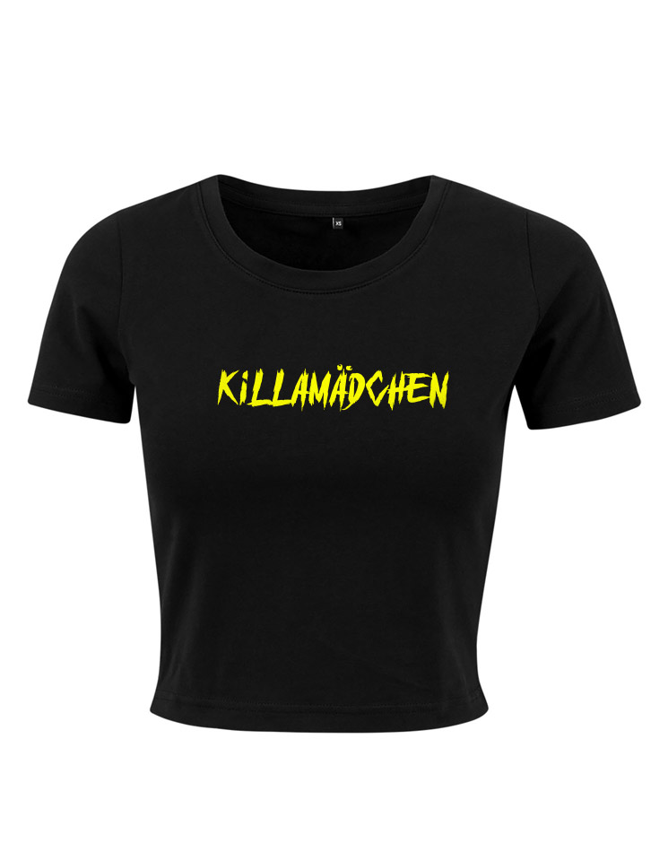 Killamdchen Cropped Tee gelb auf schwarz