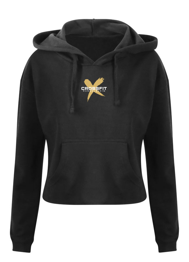 CFR Cropped Hoodie wei/gold auf schwarz