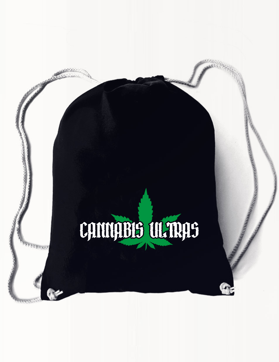 Cannabis Ultras Baumwollrucksack mehrfarbig auf schwarz