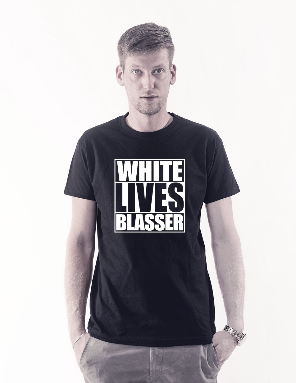 White lives blasser T-Shirt wei auf schwarz