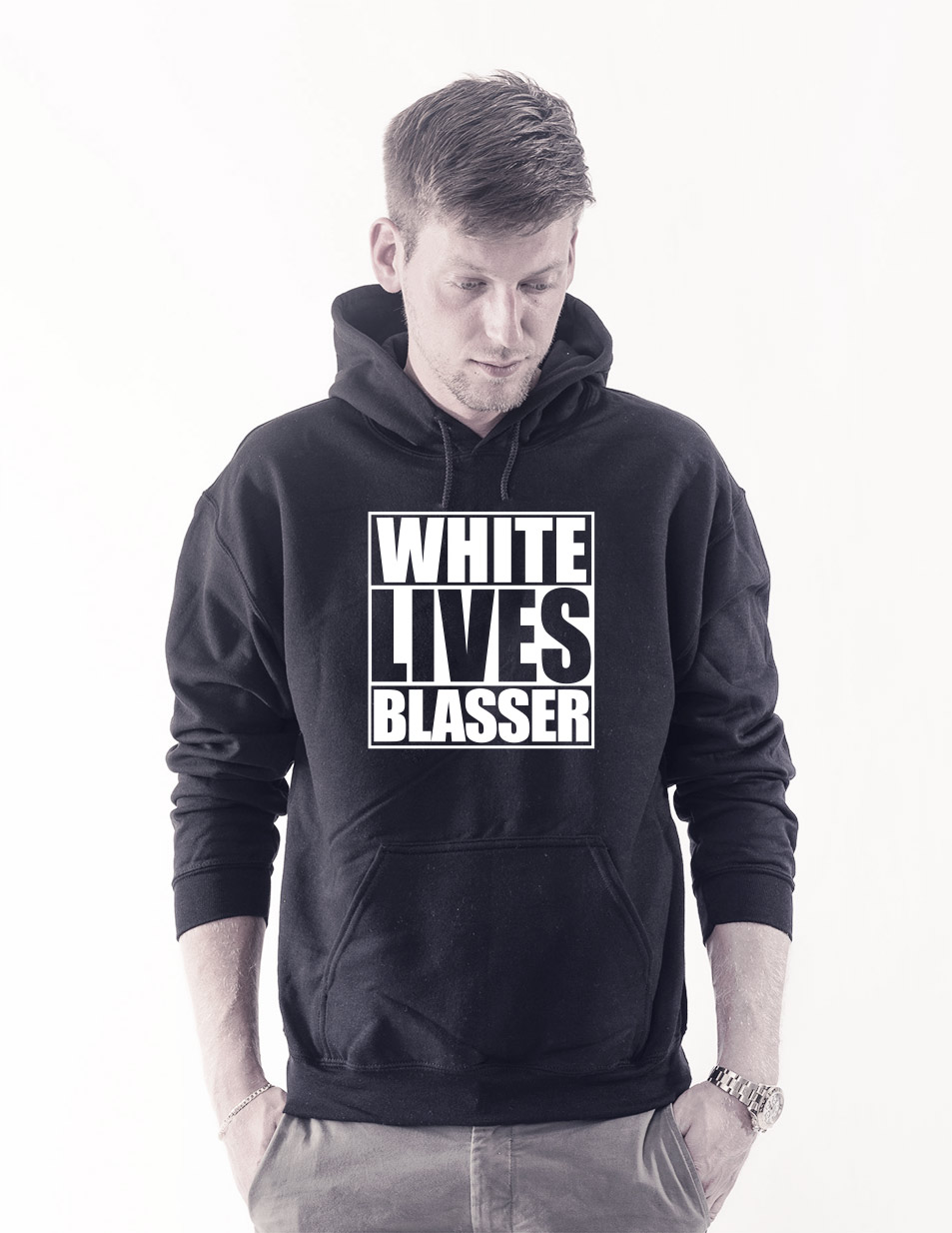 White lives blasser Kappu wei auf schwarz