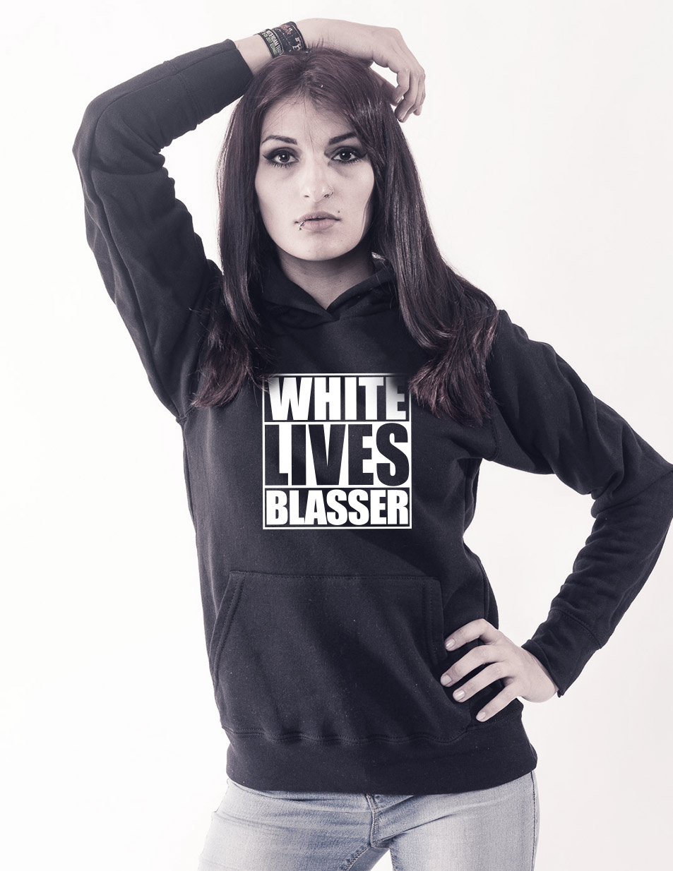 White lives blasser Girly Kappu wei auf schwarz