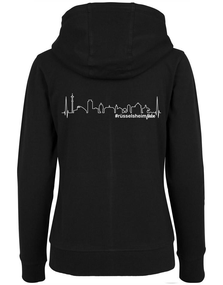 Skyline Damen Zipperhoodie wei auf schwarz schwarz