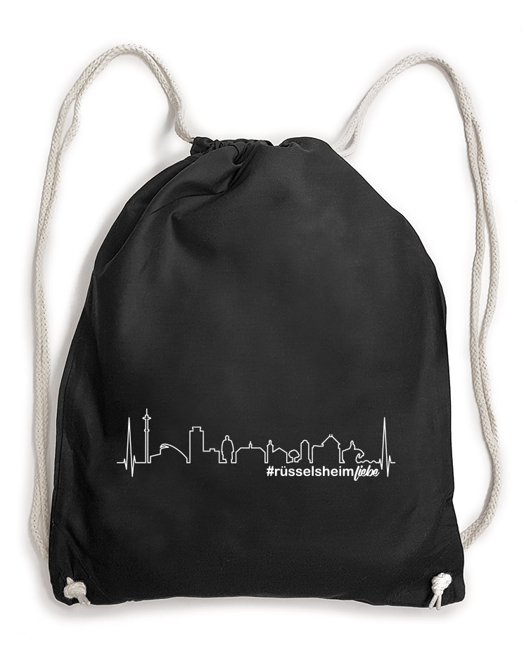 Skyline Baumwollrucksack wei auf schwarz