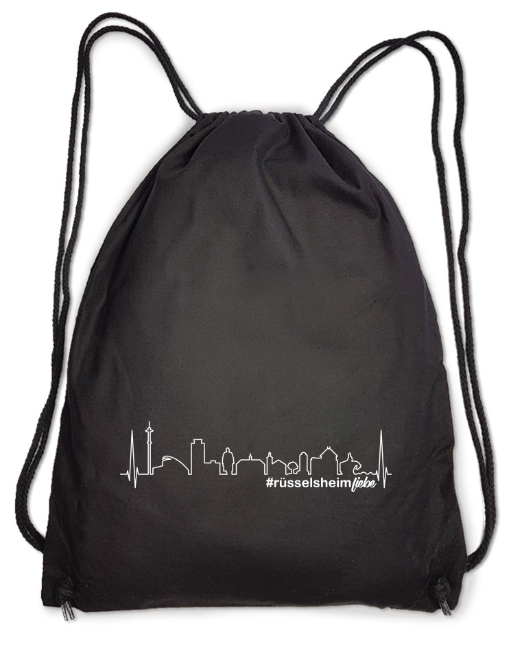 Skyline Baumwollrucksack - Black Edition wei auf schwarz