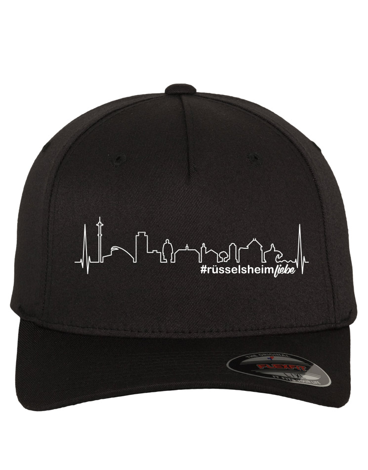 Skyline Flexfit Cap wei auf schwarz