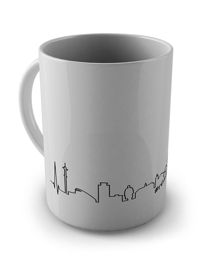 Skyline Tasse schwarz auf wei