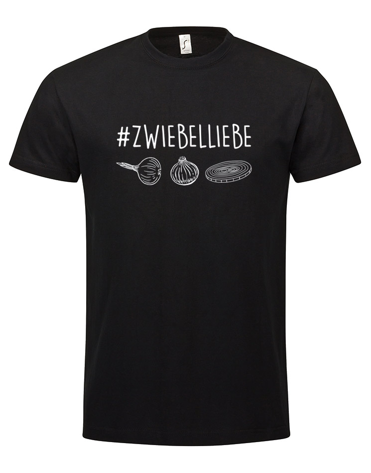 Zwiebelliebe T-Shirt wei auf schwarz