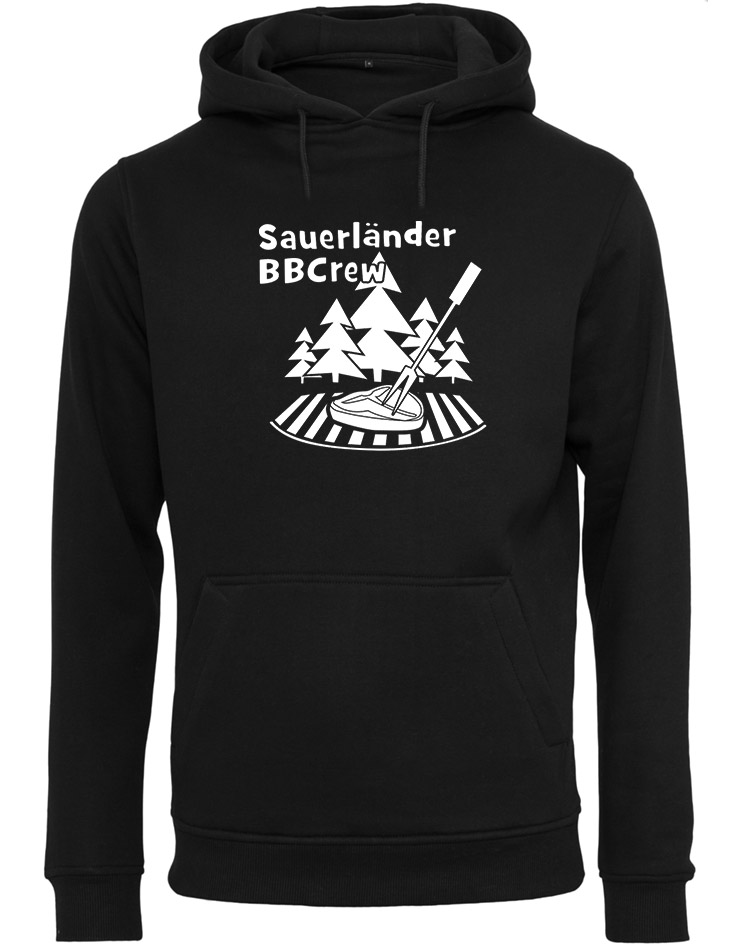 Sauerlnder BBCrew Unisex Hoodie wei auf schwarz