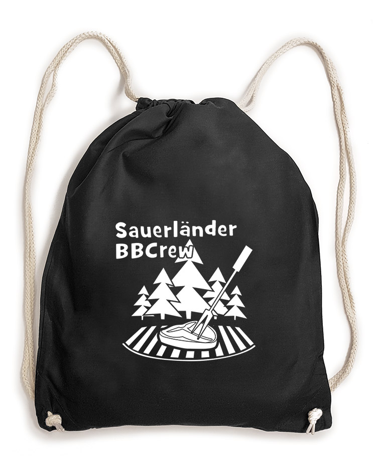 Sauerlnder BBCrew Baumwollrucksack wei auf schwarz