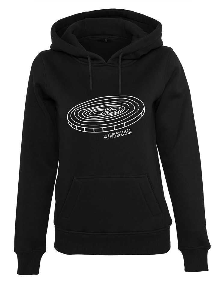 Onionring Damen Hoodie wei auf schwarz