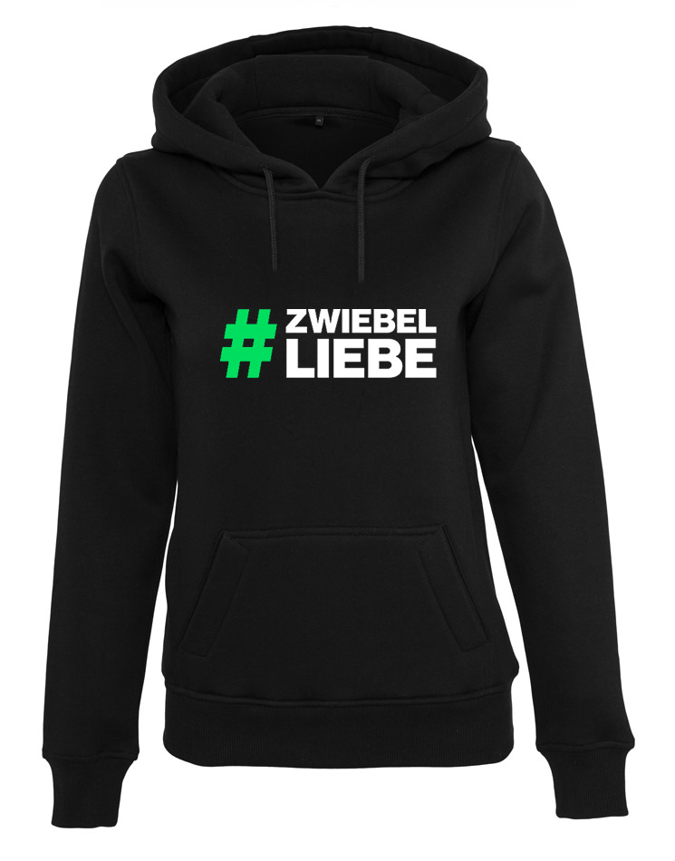 Zwiebelarmy Damen Hoodie wei auf schwarz