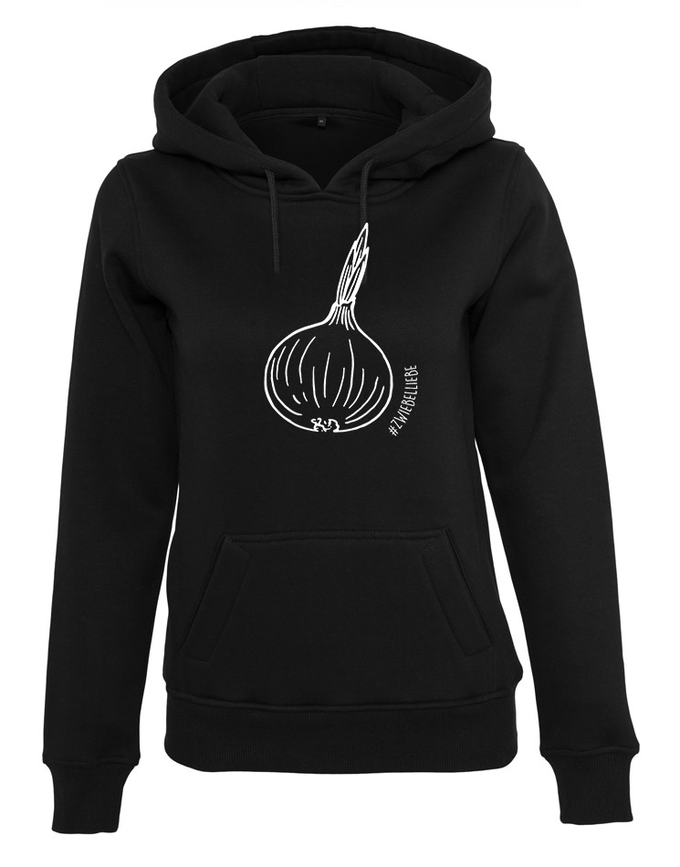 Zwiebelknolle Damen Hoodie wei auf schwarz