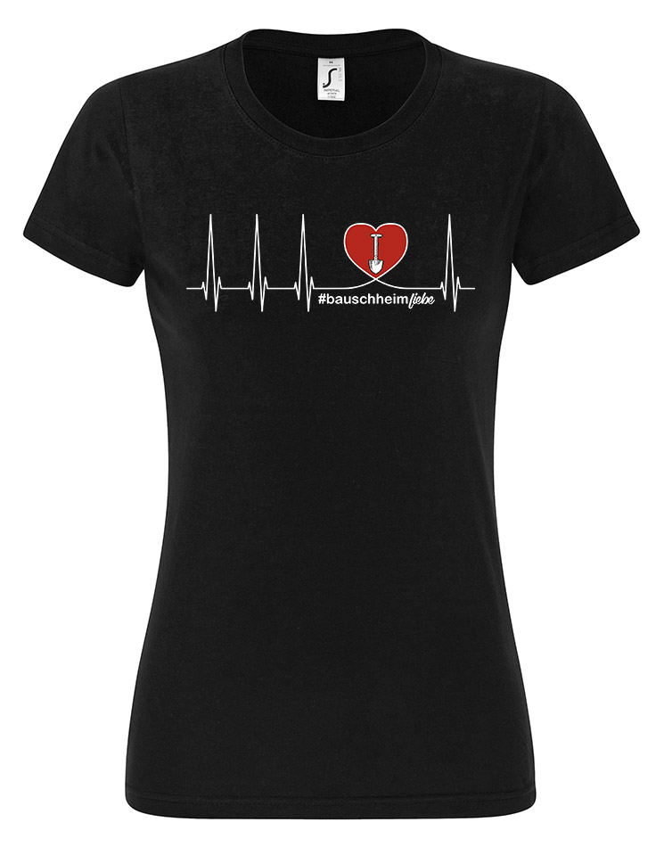 Herzschlag Damen T-Shirt Bauschheim schwarz