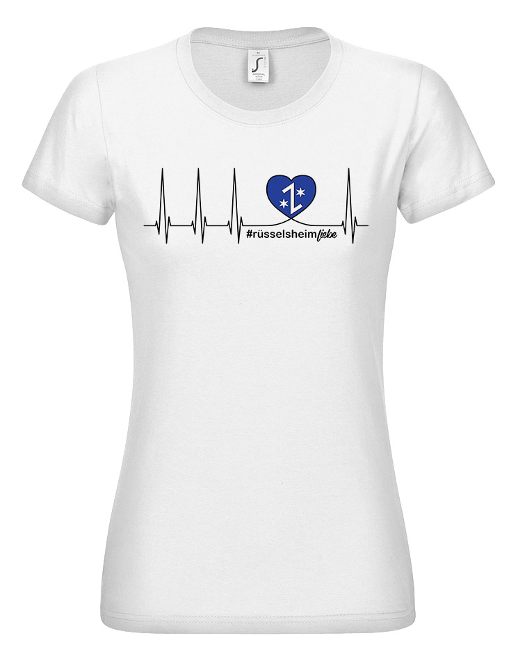 Herzschlag Damen T-Shirt Rsselsheim weiss