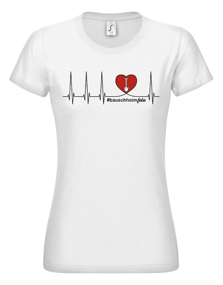 Herzschlag Damen T-Shirt Bauschheim weiss