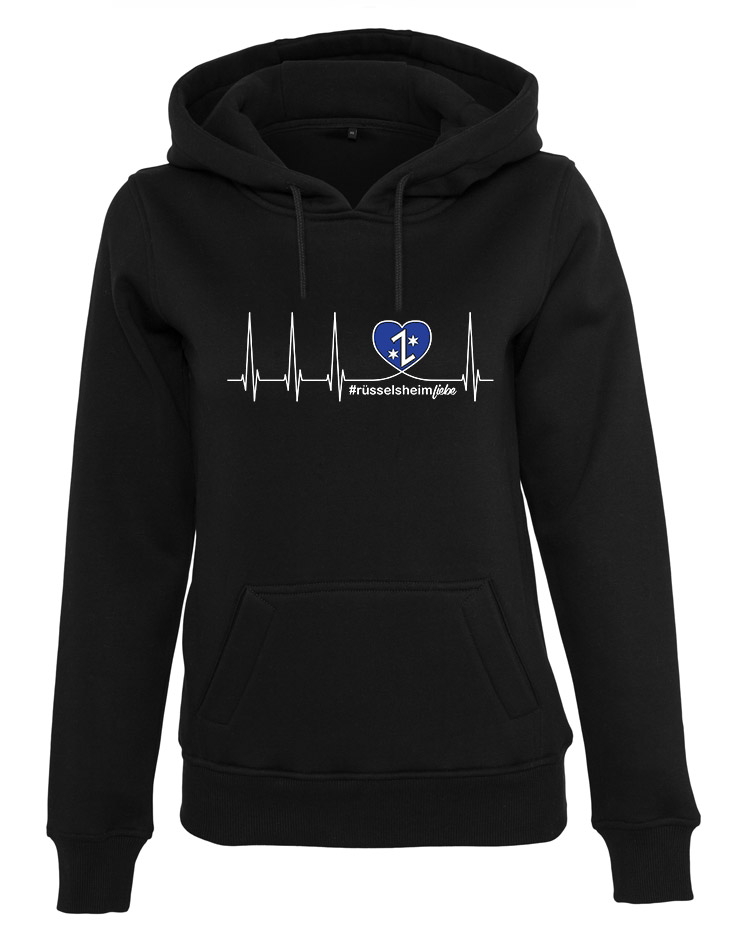 Herzschlag Damen Hoodie Rsselsheim schwarz