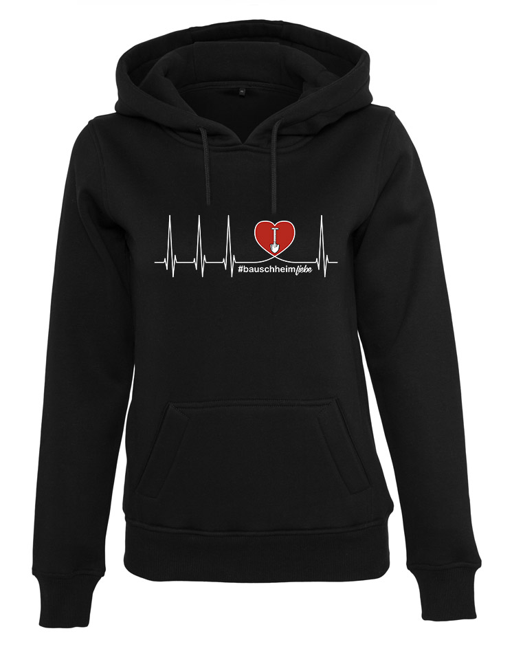Herzschlag Damen Hoodie Bauschheim schwarz