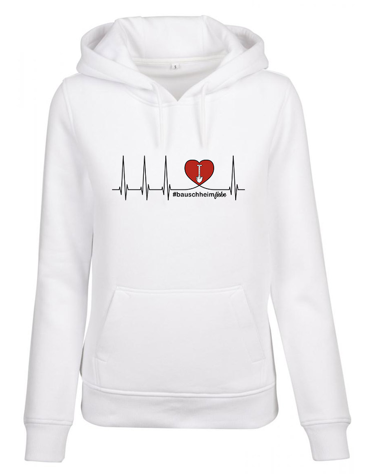 Herzschlag Damen Hoodie Bauschheim weiss