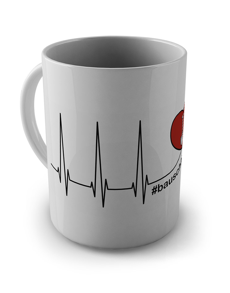Herzschlag Tasse Bauschheim schwarz auf wei