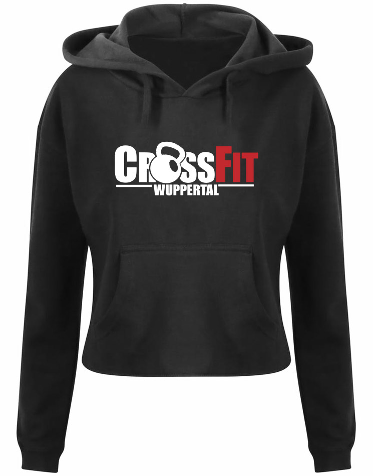 CrossFit Wuppertal Fitness Crop Hoodie Women mehrfarbig auf schwarz