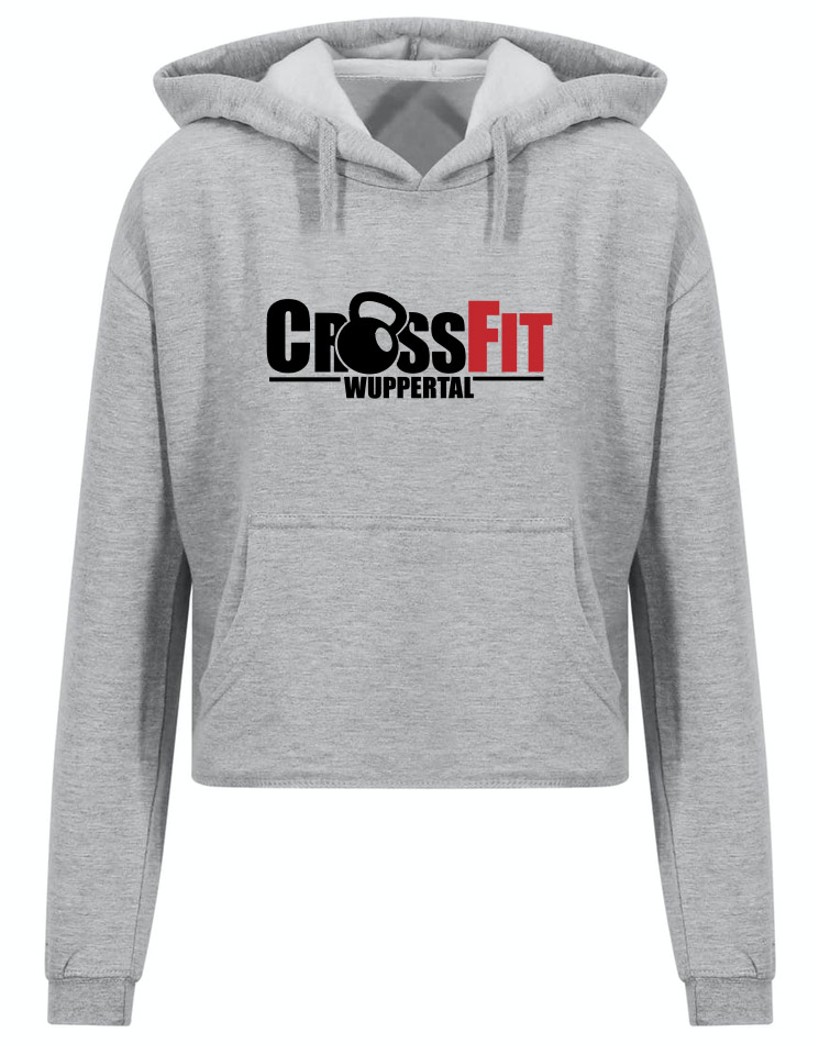 CrossFit Wuppertal Fitness Crop Hoodie Women mehrfarbig auf heather grey