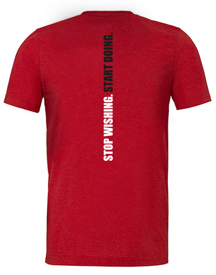 CrossFit Wuppertal Stop Wishing Start Doing Unisex T-Shirt mehrfarbig auf solid red