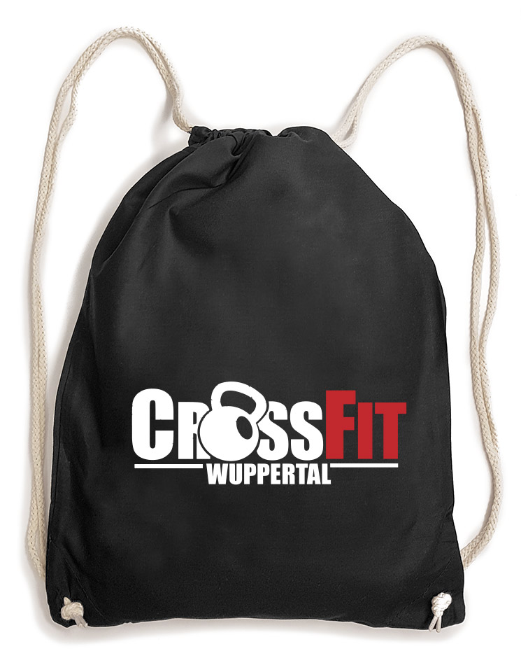 CrossFit Wuppertal Baumwollrucksack mehrfarbig auf schwarz