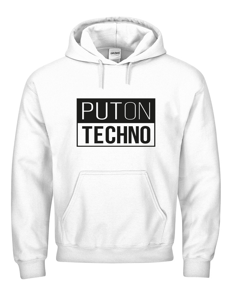 PUTONTECHNO Unisex Hoodie weiss