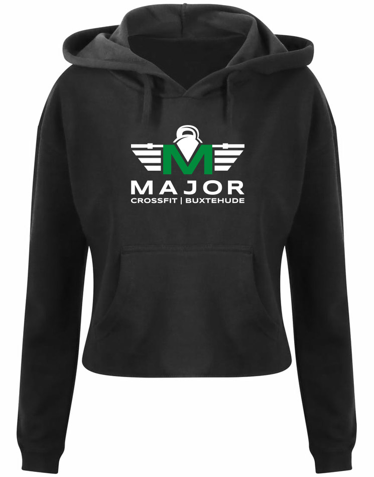 CrossFit Major Fitness Crop Hoodie Women schwarz