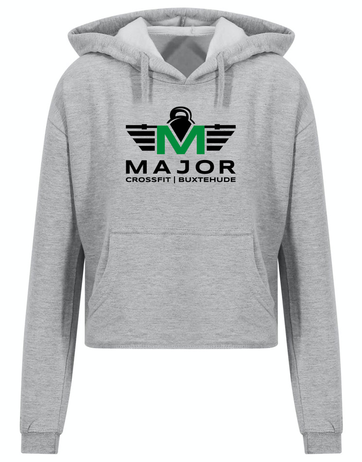 CrossFit Major Fitness Crop Hoodie Women grau