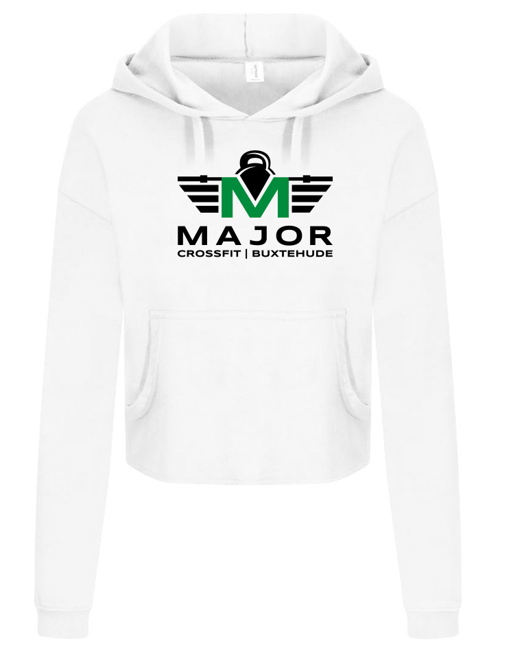 CrossFit Major Fitness Crop Hoodie Women weiss