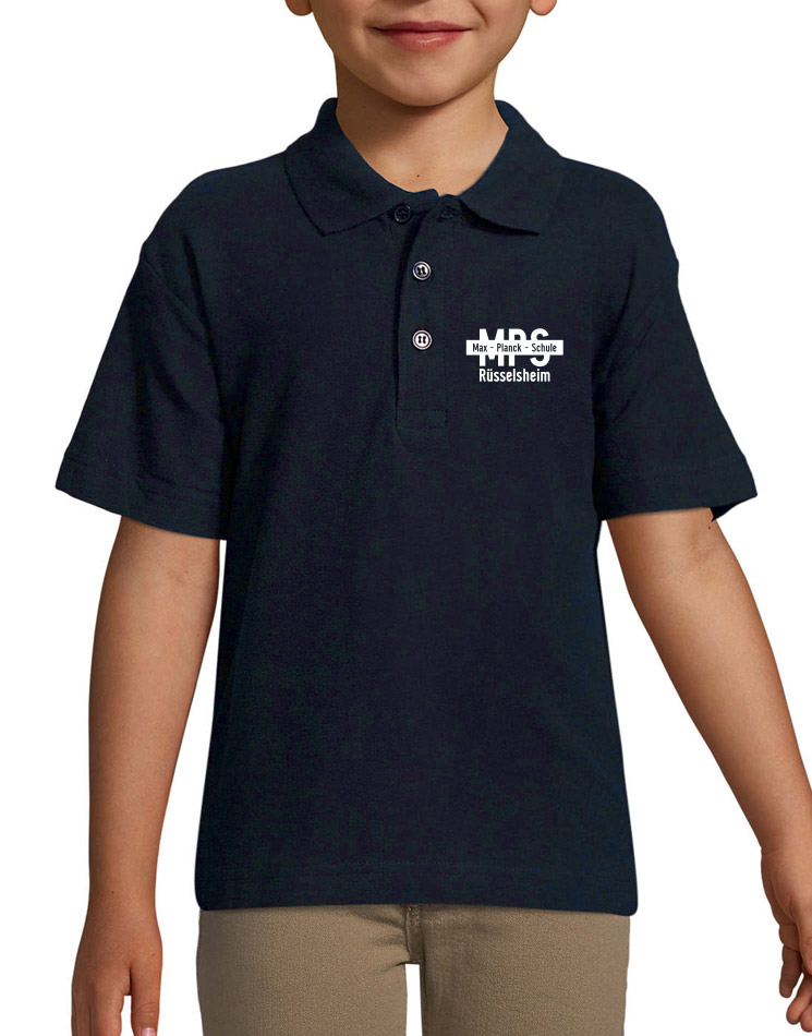 MPS Kinder Poloshirt wei auf navy