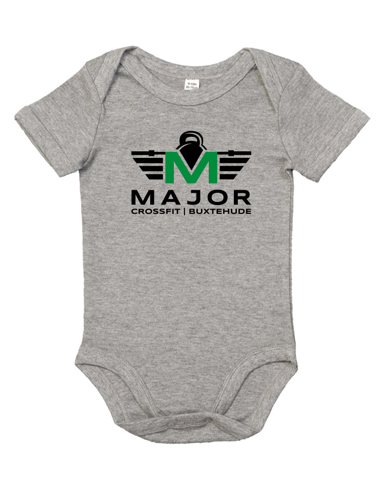 CrossFit Major Babystrampler mehrfarbig auf heather grey