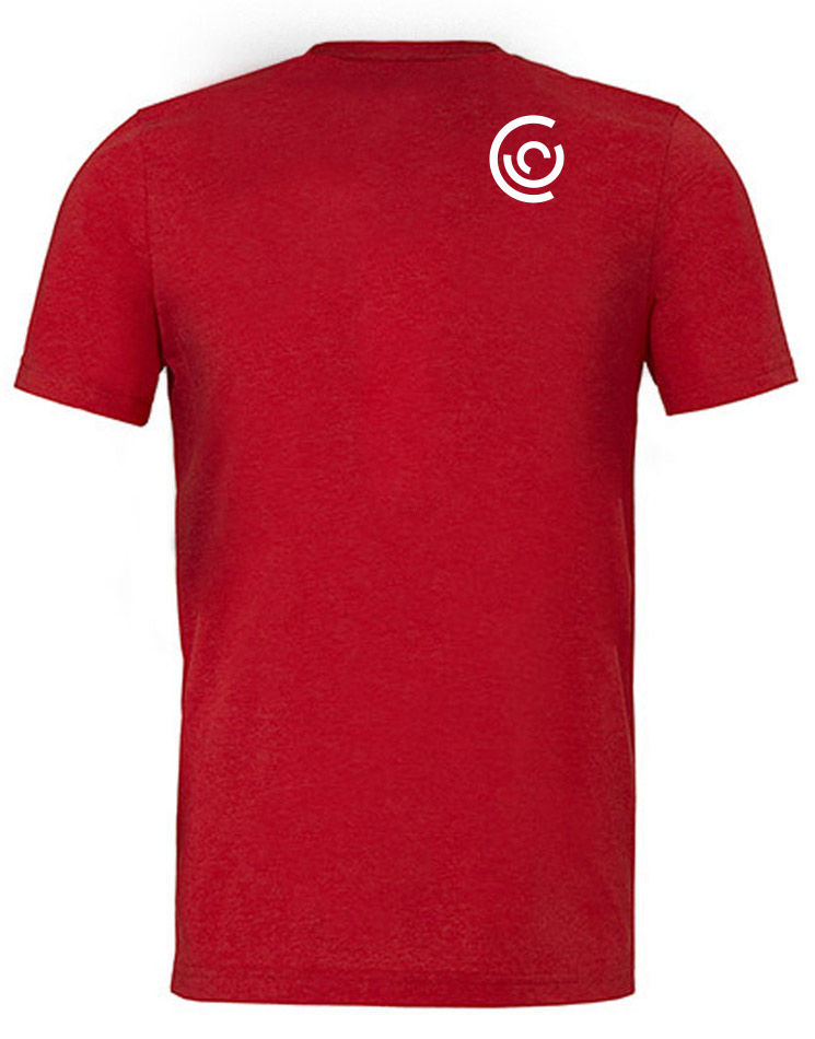 Crossfit Freundeskreis Unisex T-Shirt weiß auf solid red triblend