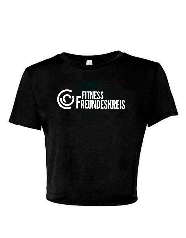 Fitness Freundeskreis Girly Cropped Tee - BigPrint schwarz