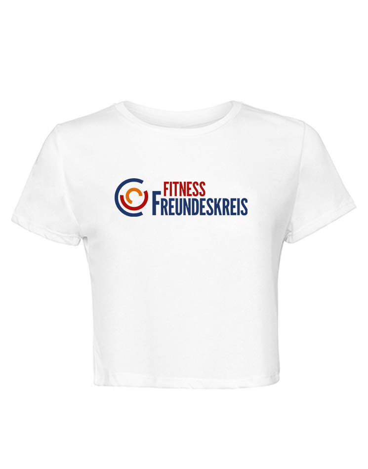 Fitness Freundeskreis Girly Cropped Tee - BigPrint weiss