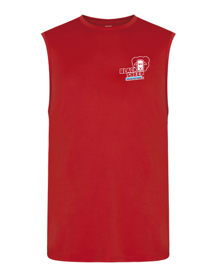 Black Sheep Athletics Berlin Unisex Cool Smooth Sports Vest weiss auf fire red