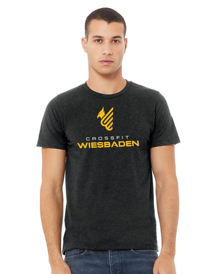 Unisex Triblend Crew Neck T-Shirt mehrfarbig auf charcoal black