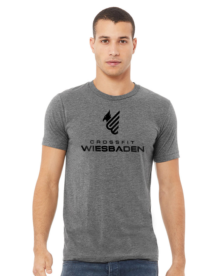 Unisex Triblend Crew Neck T-Shirt schwarz auf grey triblend