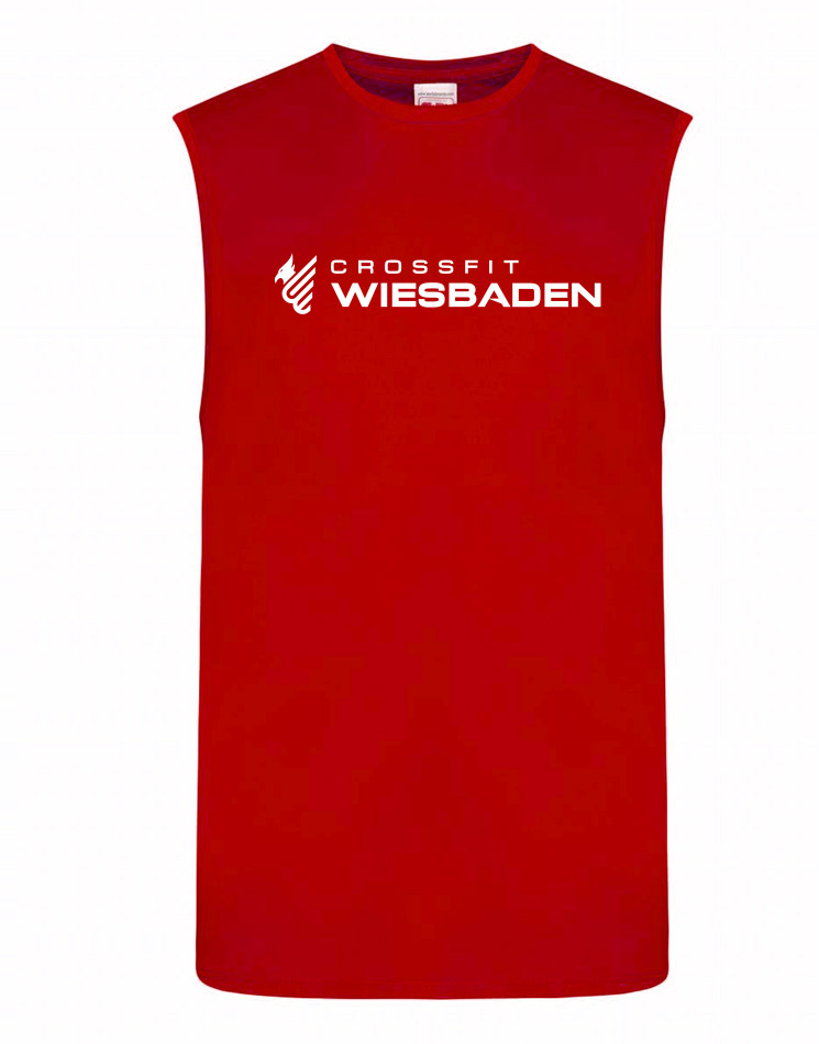 Mens Cool Smooth Sports Vest weiss auf rot