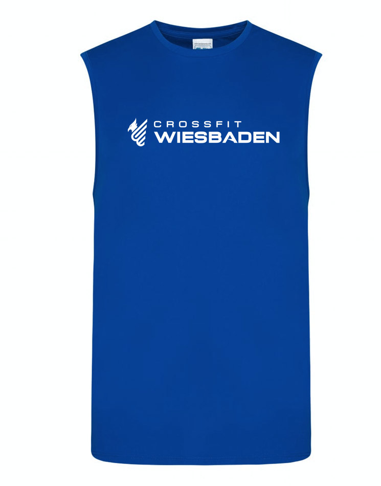 Mens Cool Smooth Sports Vest weiss auf royal