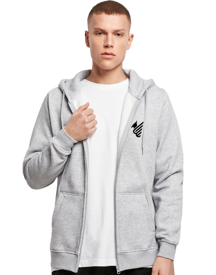 Heavy Zip Hoody schwarz auf heather grey