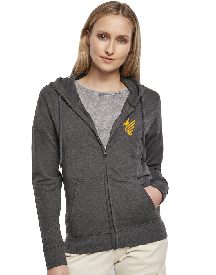 Ladies Terry Zip Hoody mehrfarbig auf charcoal