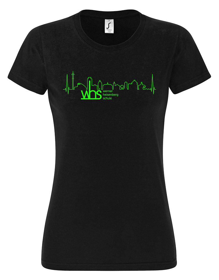 WHS Girly T-Shirt neongrün auf schwarz