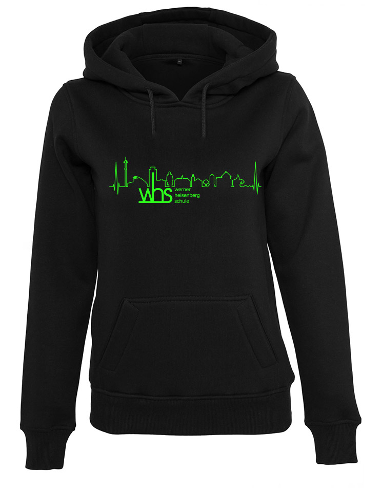 WHS Ladies Heavy Hoodie neongrn auf schwarz