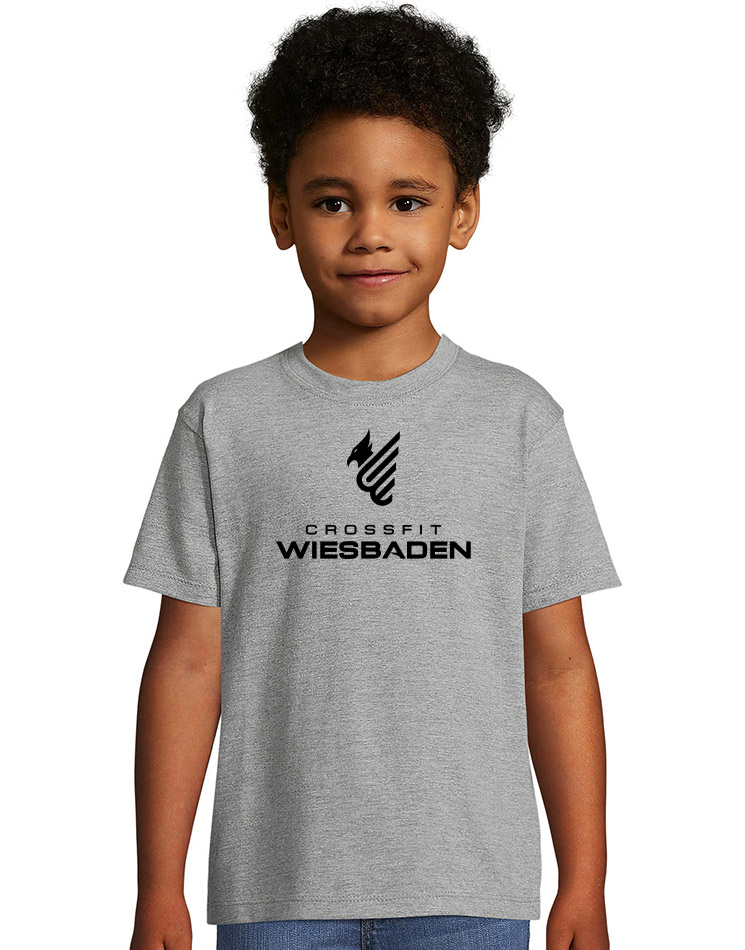 Kids T-Shirt schwarz auf grey melange