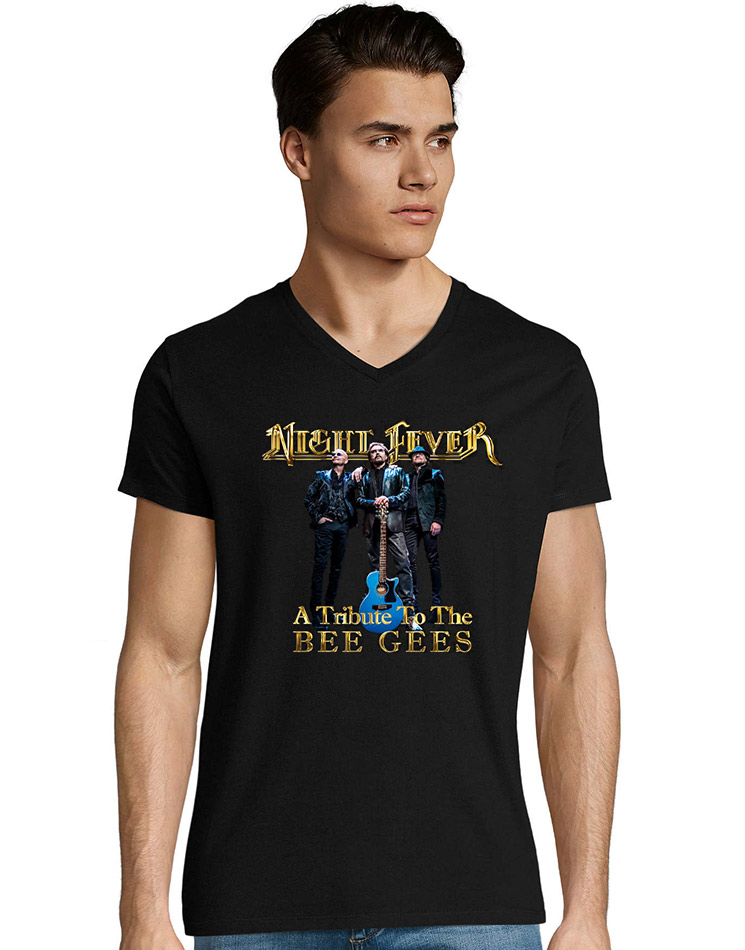 Night Fever V-Neck T-Shirt schwarz
