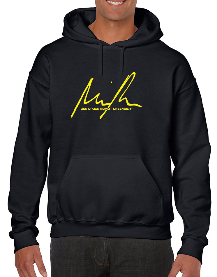 Minupren Signature Hoodie neongelb auf schwarz